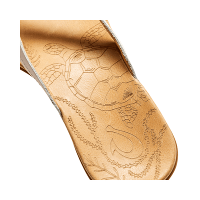 Olukai Honu Women’s Leather Beach Sandals - Bright White / Golden Sand 6