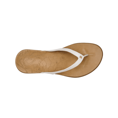 Olukai Honu Women’s Leather Beach Sandals - Bright White / Golden Sand 4