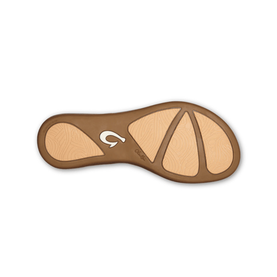 Olukai Honu Women’s Leather Beach Sandals - Bright White / Golden Sand 5