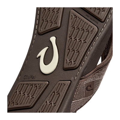 Olukai Men's Tuahine Waterproof Leather Sandals Dark Wood 6