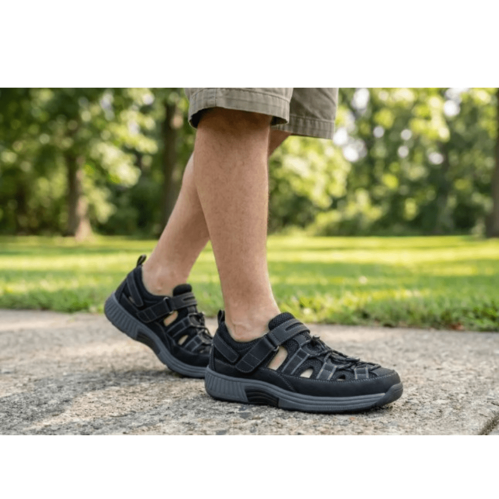 Orthofeet Clearwater Men's Fisherman Sandals Black 2