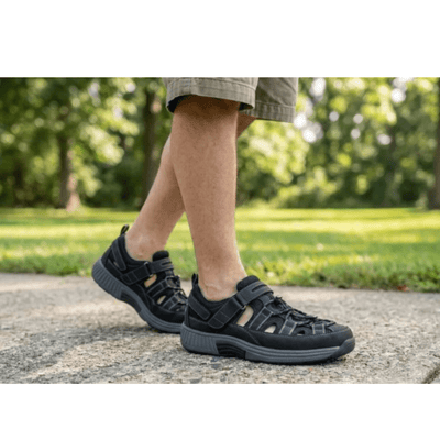 Orthofeet Clearwater Men's Fisherman Sandals Black 2