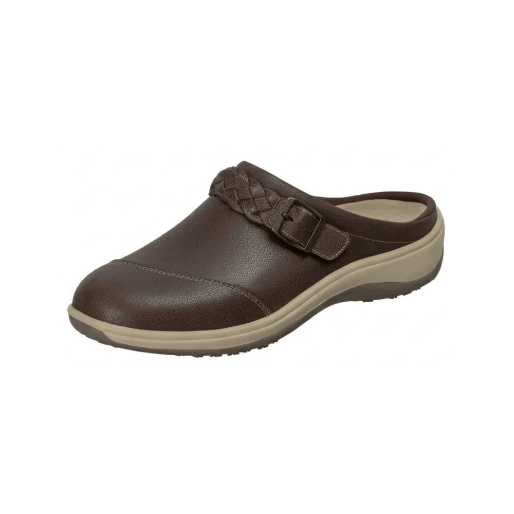 Orthofeet Irma Women's Clog Brown Leather Slip On Comfort Shoes 3