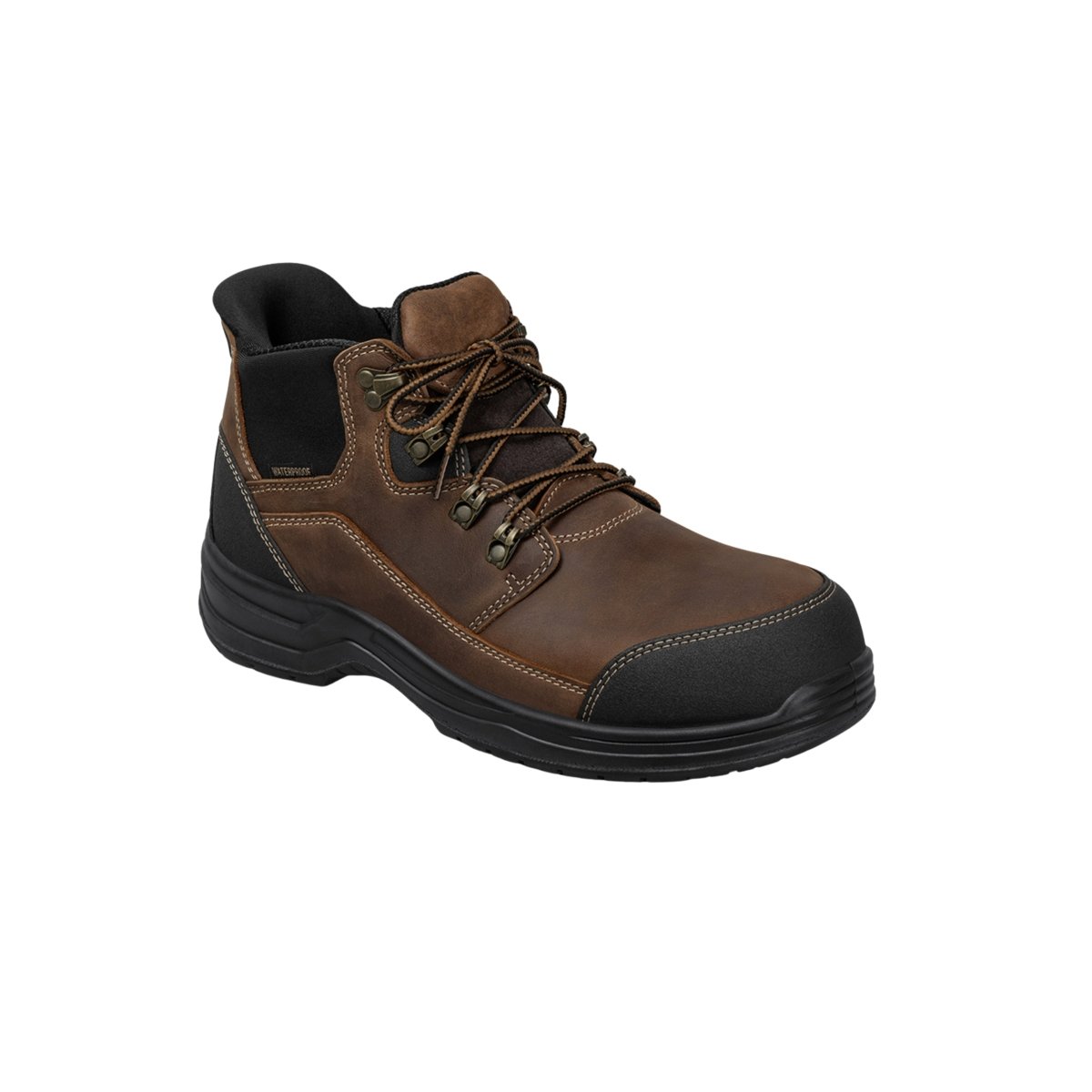 Orthofeet Men's Graphite Hands-Free Waterproof Safety Toe Work Boots - Brown 7