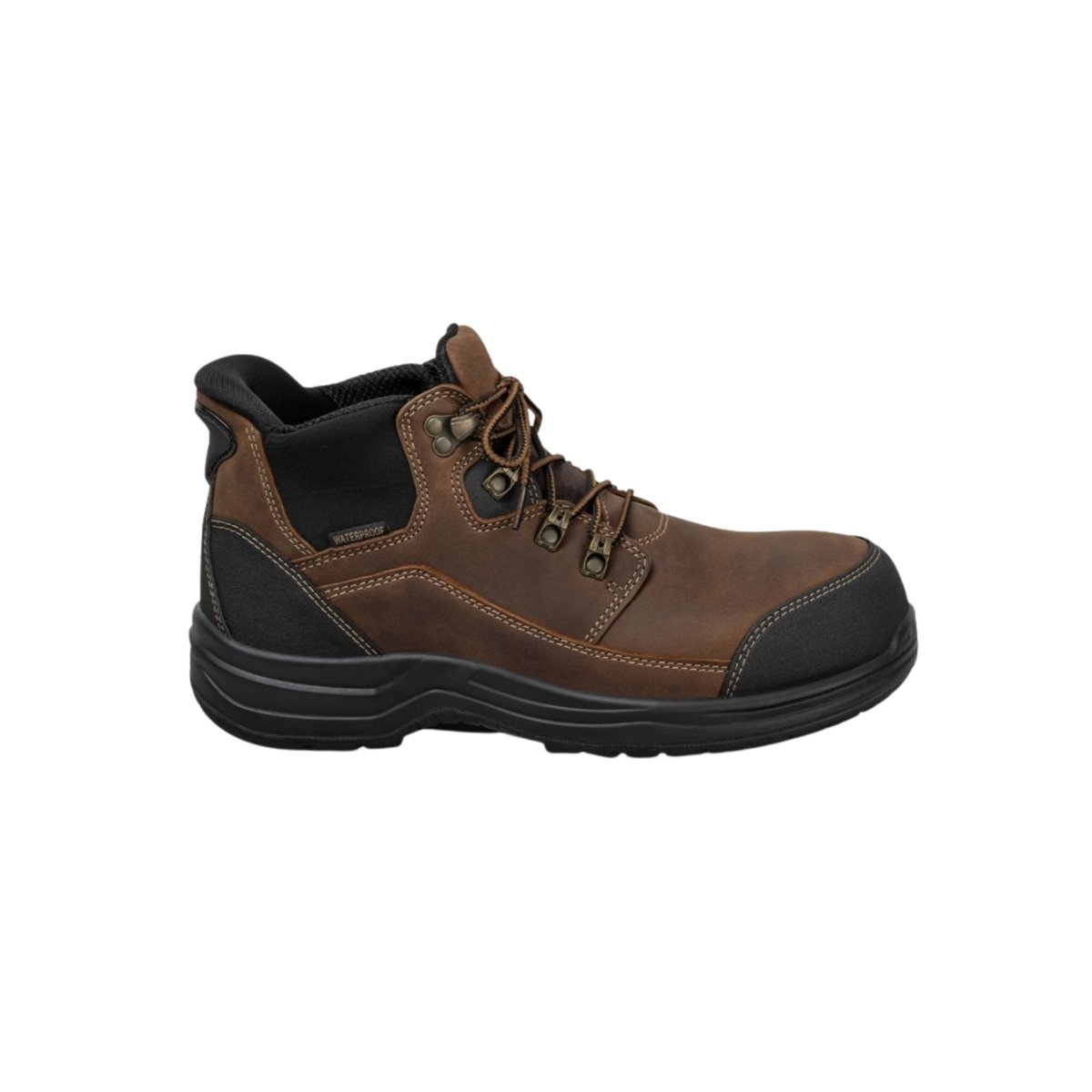 Orthofeet Men's Graphite Hands-Free Waterproof Safety Toe Work Boots - Brown 1