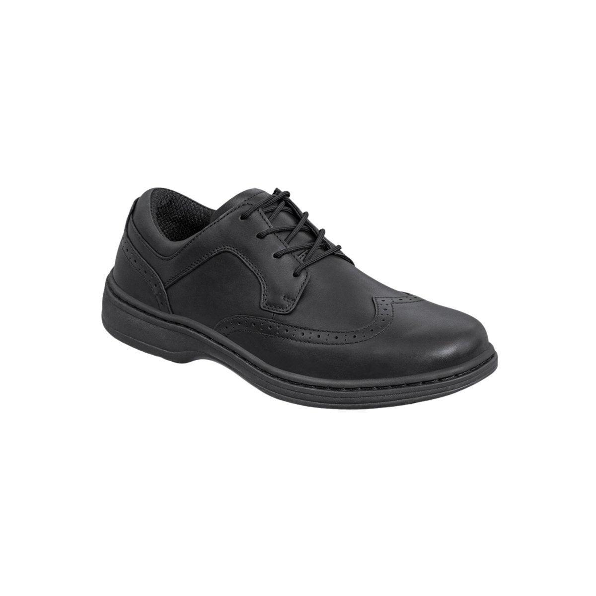 Orthofeet Men's Moreno Leather Orthotic Walking Shoes - Black 7