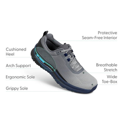 Orthofeet Men’s Race – Grey / Navy 27004Wide 4