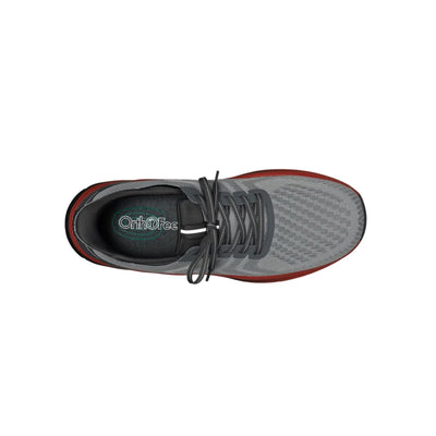 Orthofeet Men’s Tilos Hands-Free Slip-On Sneakers – Gray/Red 3