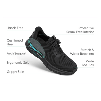 Orthofeet Men’s Tilos Hands‑Free Athletic Sneaker – Black 20018M 2