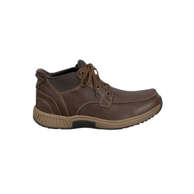Orthofeet Men's Verno Hands-Free Slip-Resistant Leather Boot – Brown 1