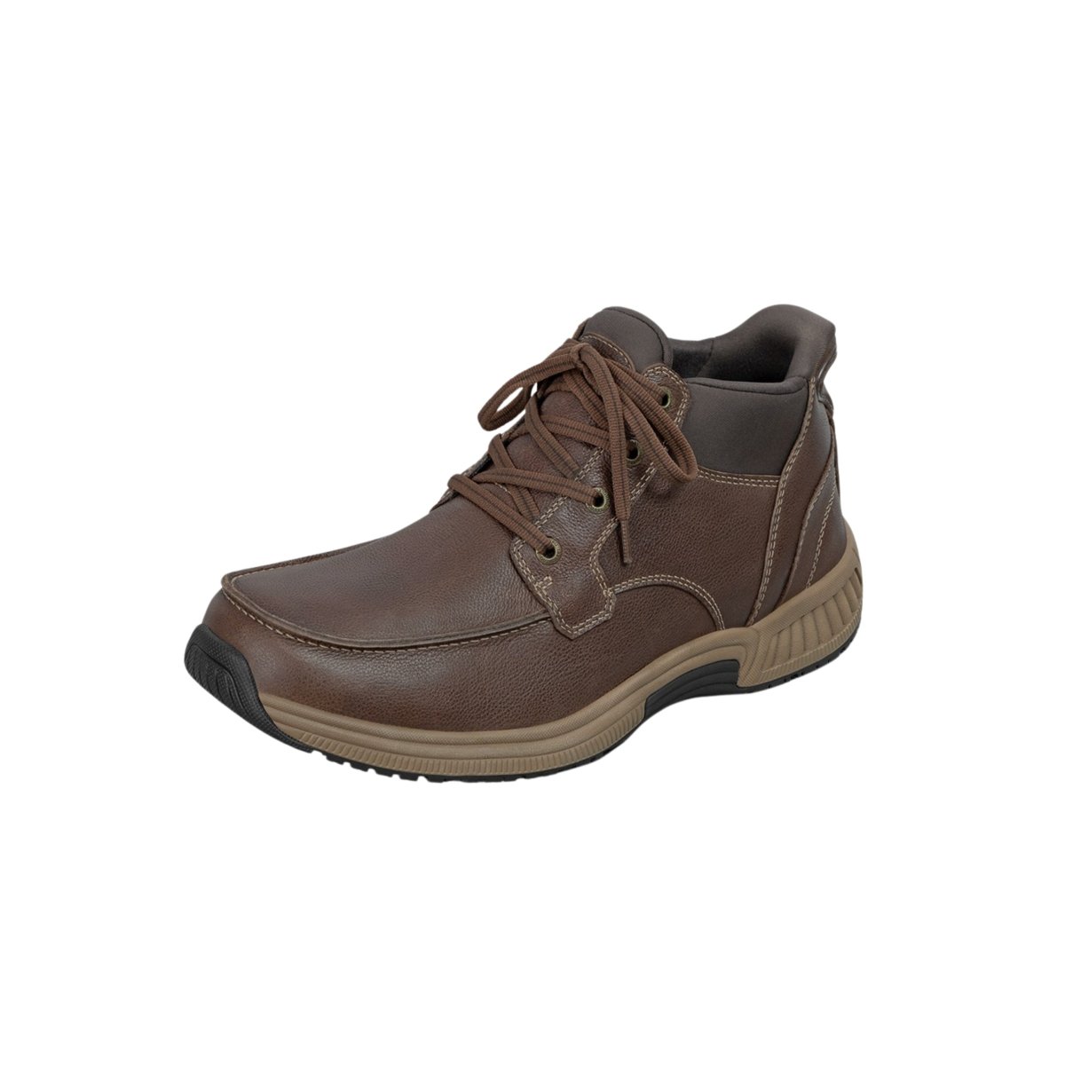 Orthofeet Men's Verno Hands-Free Slip-Resistant Leather Boot – Brown 5