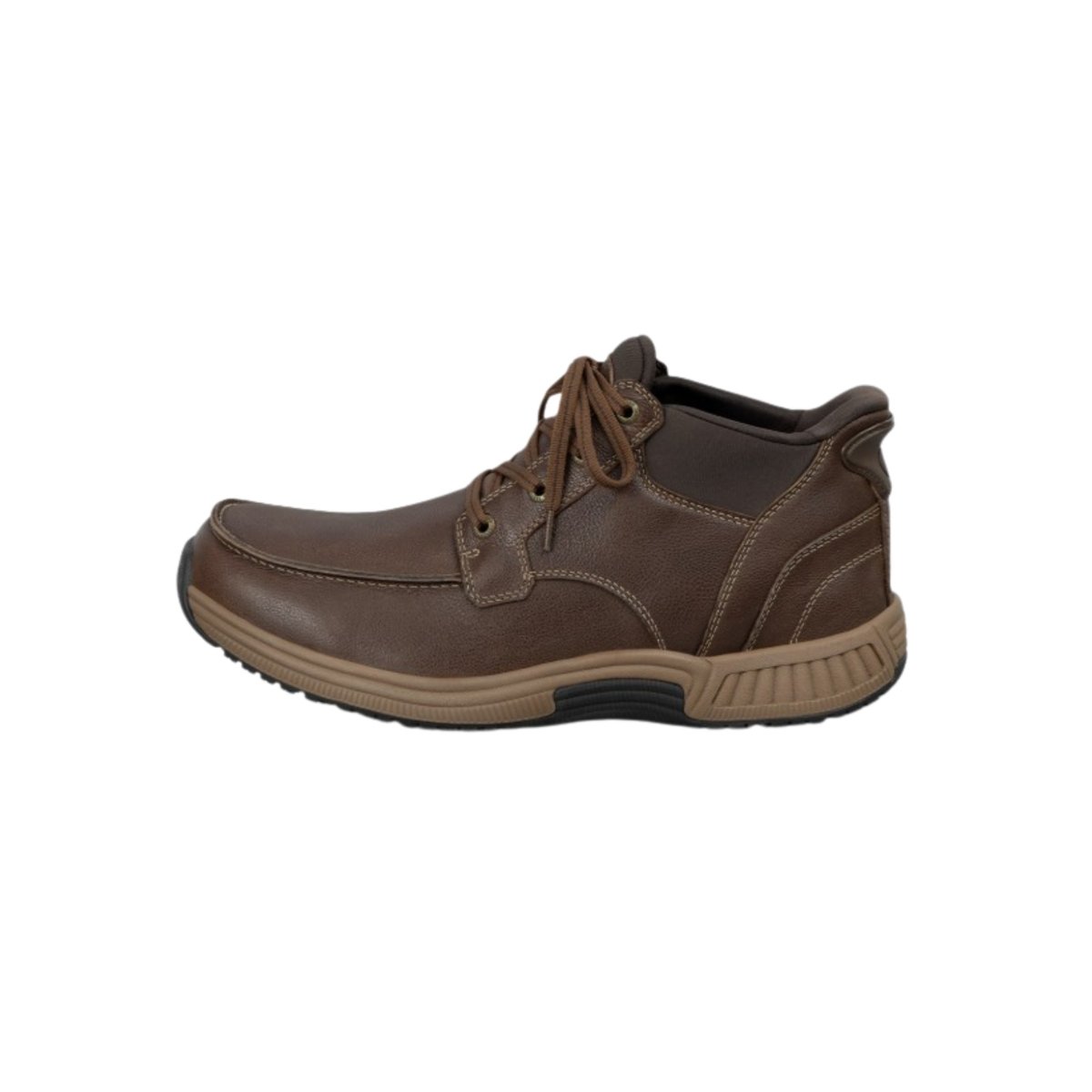 Orthofeet Men's Verno Hands-Free Slip-Resistant Leather Boot – Brown 4