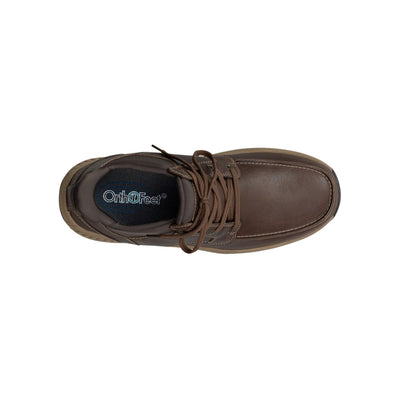 Orthofeet Men's Verno Hands-Free Slip-Resistant Leather Boot – Brown 6