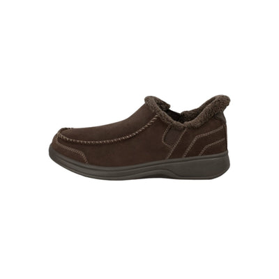 Orthofeet Men's Vito Hands-Free Suede Slipper-Shoe – Chocolate 5