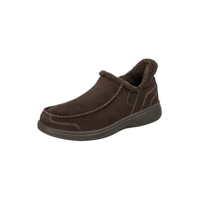 Orthofeet Men's Vito Hands-Free Suede Slipper-Shoe – Chocolate 8