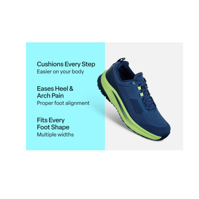 Orthofeet Race Men's Orthopedic Athletic Shoes - Navy/Green 4