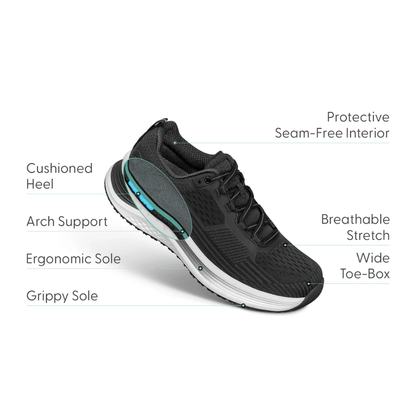 Orthofeet Relay - Women's Hand's Free Running Shoe - Black 87001M 2