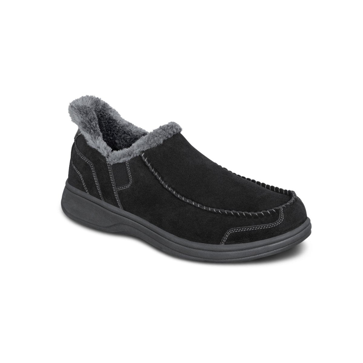 Orthofeet Vito Men's Hands-Free Suede Orthopedic Slipper Shoes - Black 5