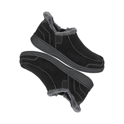 Orthofeet Vito Men's Hands-Free Suede Orthopedic Slipper Shoes - Black 7