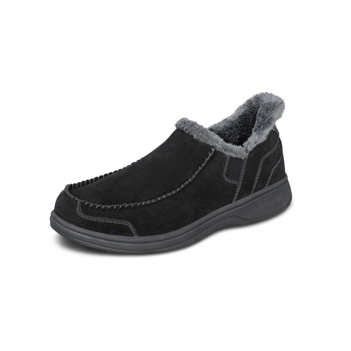 Orthofeet Vito Men's Hands-Free Suede Orthopedic Slipper Shoes - Black 6