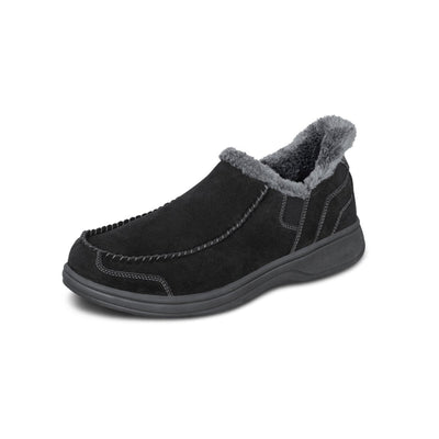 Orthofeet Vito Men's Hands-Free Suede Orthopedic Slipper Shoes - Black 6