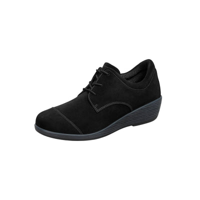 Orthofeet Women's Eleanor - Wedge Casual Oxford Shoe - Black 8