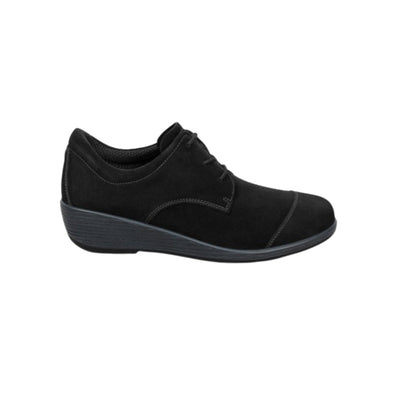 Orthofeet Women's Eleanor - Wedge Casual Oxford Shoe - Black 1