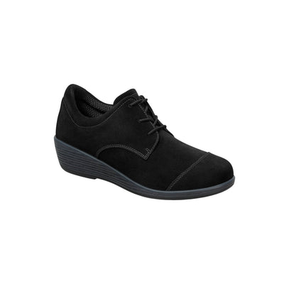 Orthofeet Women's Eleanor - Wedge Casual Oxford Shoe - Black 6
