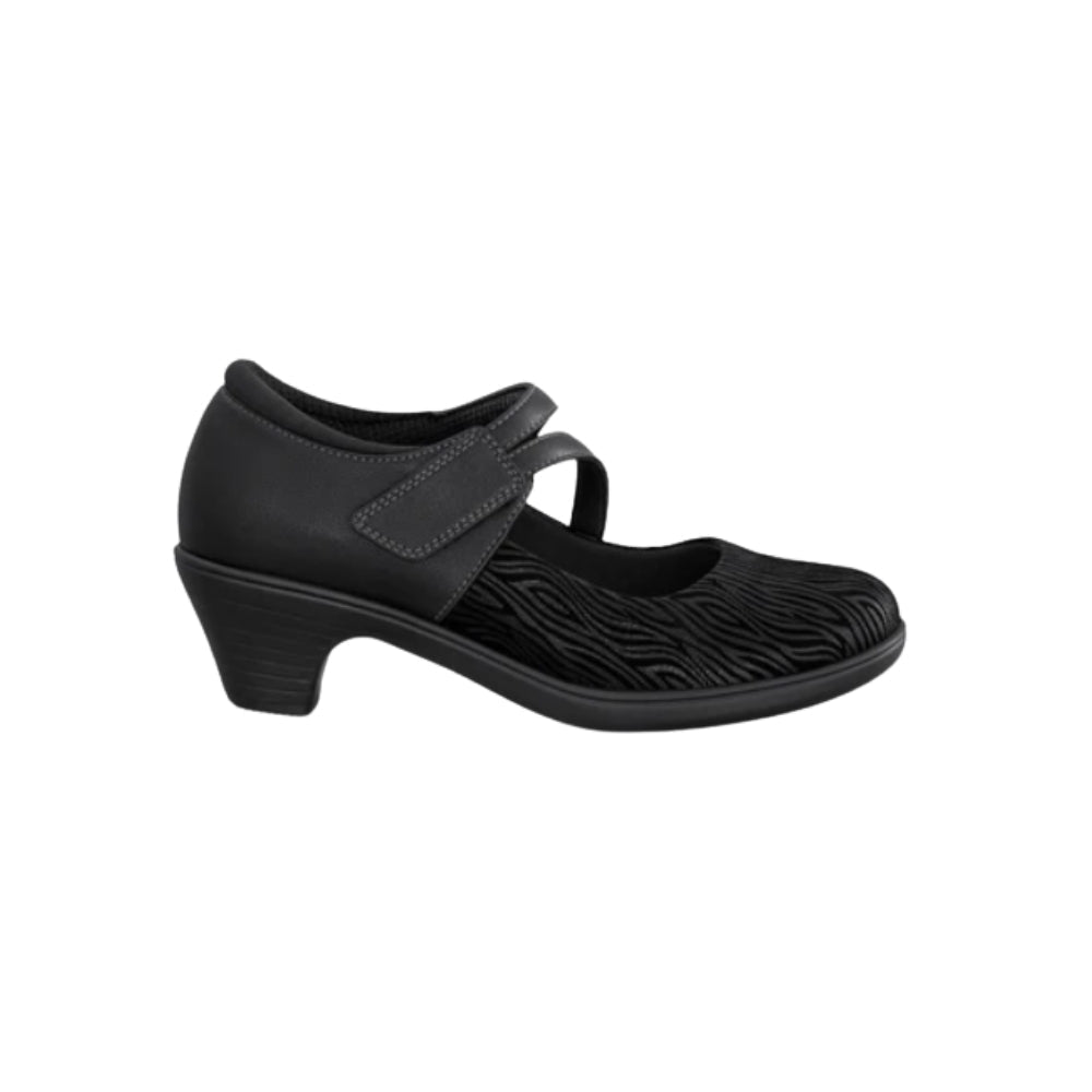Orthofeet Women's Ella Arch Support Mary Jane Wedge Shoe - Black 1
