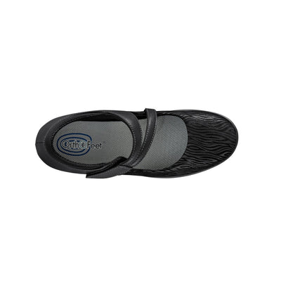 Orthofeet Women's Ella Arch Support Mary Jane Wedge Shoe - Black 3