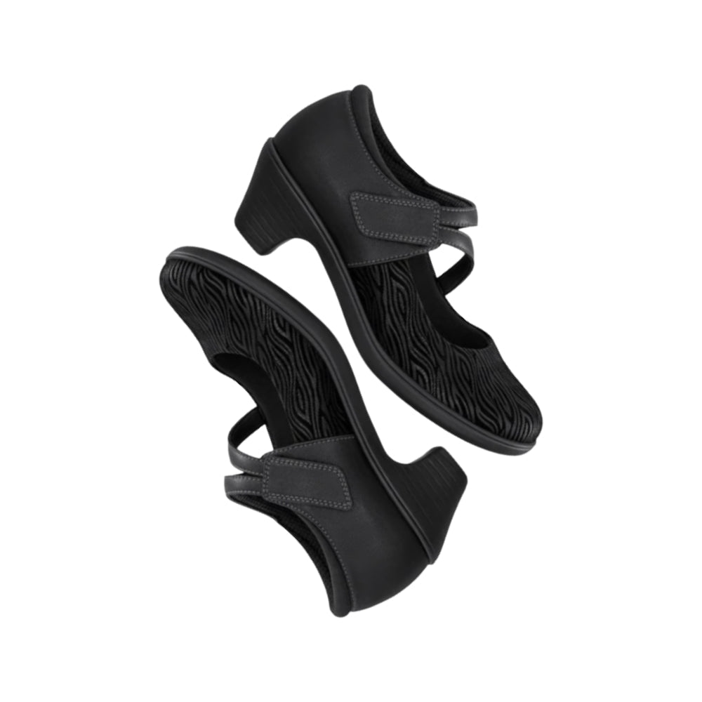 Orthofeet Women's Ella Arch Support Mary Jane Wedge Shoe - Black 7