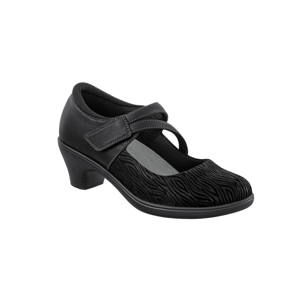 Orthofeet Women's Ella Arch Support Mary Jane Wedge Shoe - Black 4