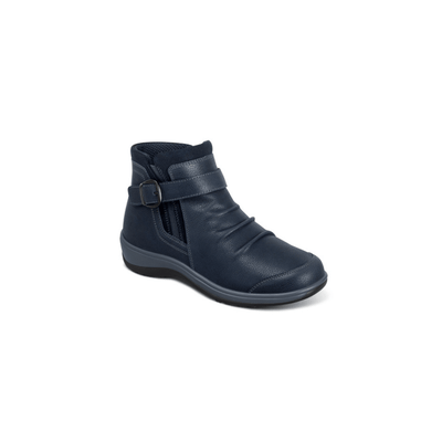 OrthoFeet Women's Heidi Leather Ankle Boot - Navy 2