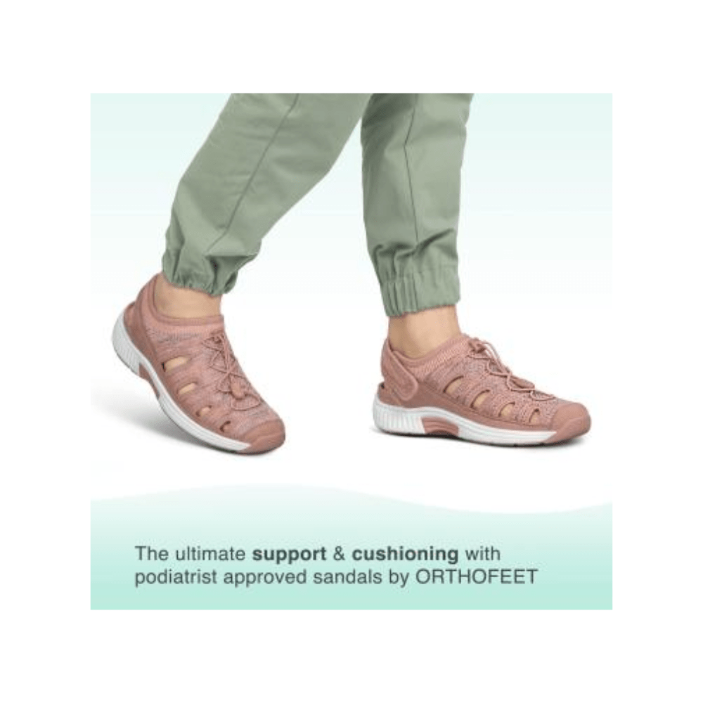Orthofeet Women’s Laguna Adjustable Stretch No Tie Sandal Peach 6