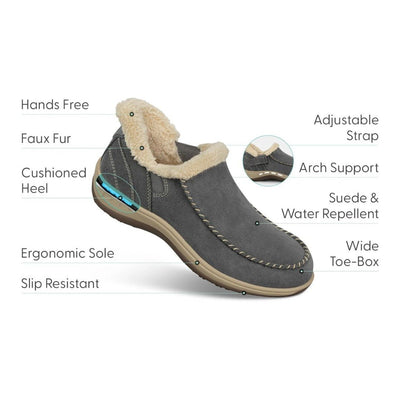 Orthofeet Women's Lorin Hands - Free Gray Shoe 4