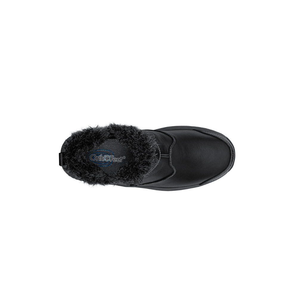 OrthoFeet Women's Siena Faux Fur-Lined Ankle Boot - Black 4