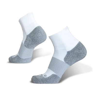 OS1st Active Comfort| 1/4 Crew Moisture - Wicking Cushioned Socks - White 1