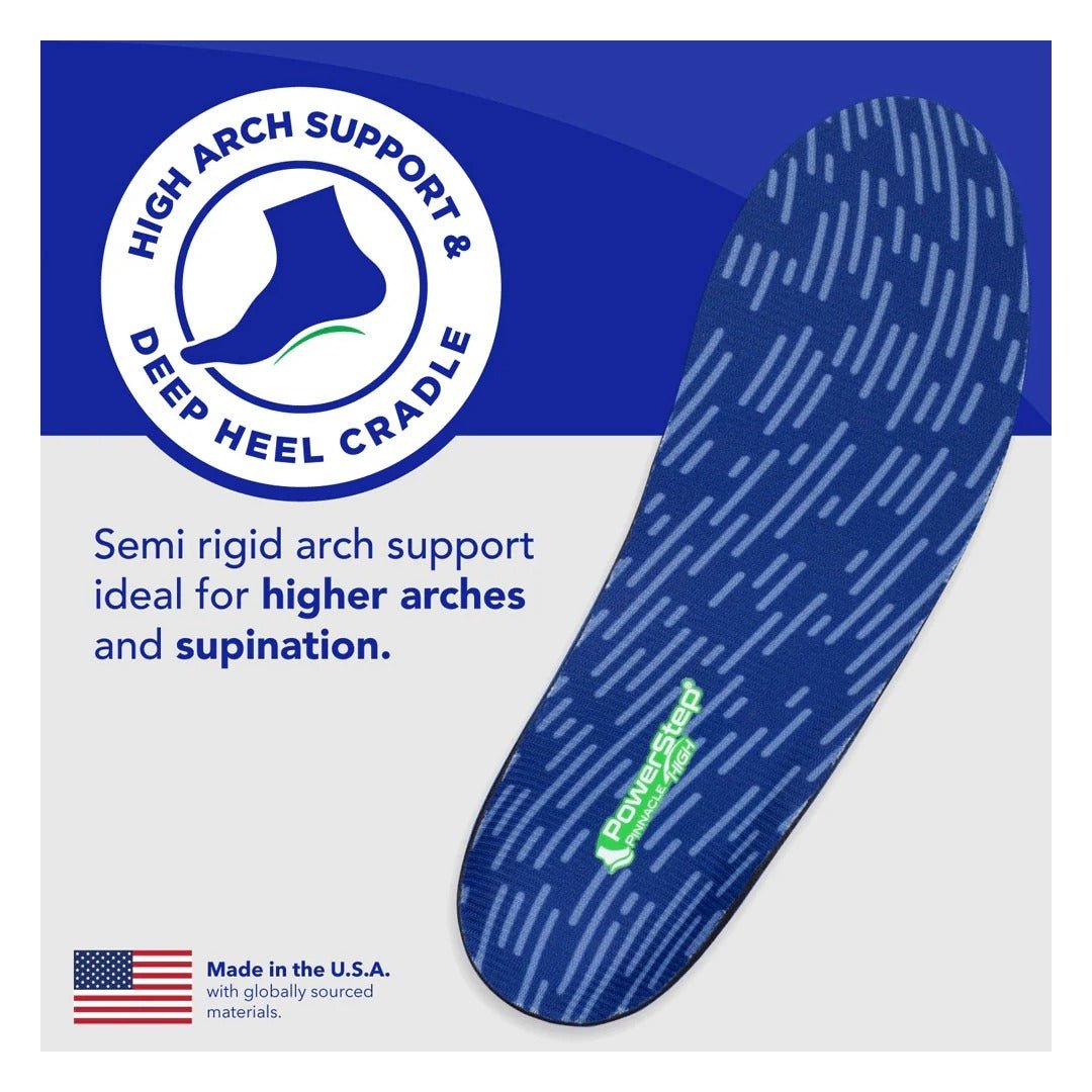 Powerstep Pinnacle Unisex Pain relief Full Length insoles High Arch 6