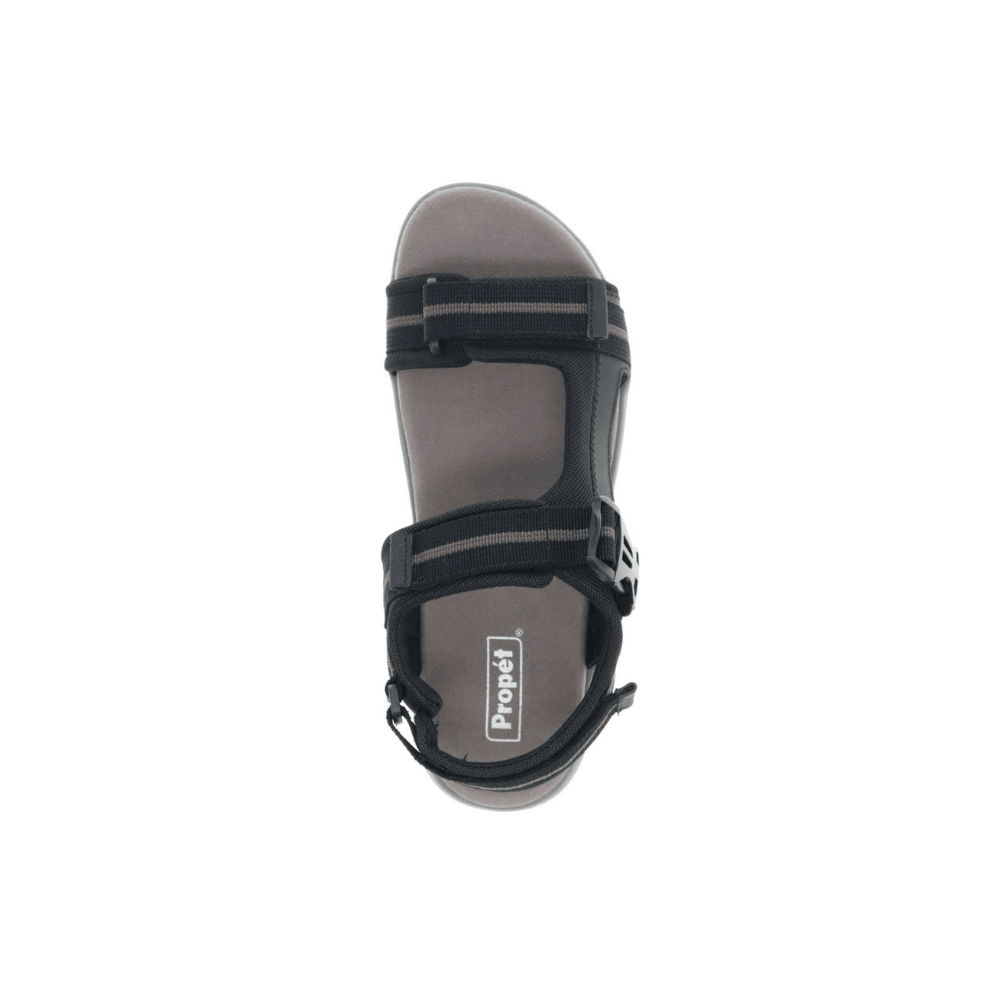 Propét Eli Men's Adjustable Walking Sandals - Black/Grey 3