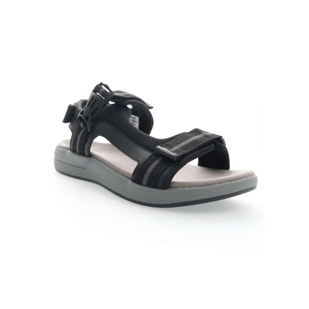 Propét Eli Men's Adjustable Walking Sandals - Black/Grey 2