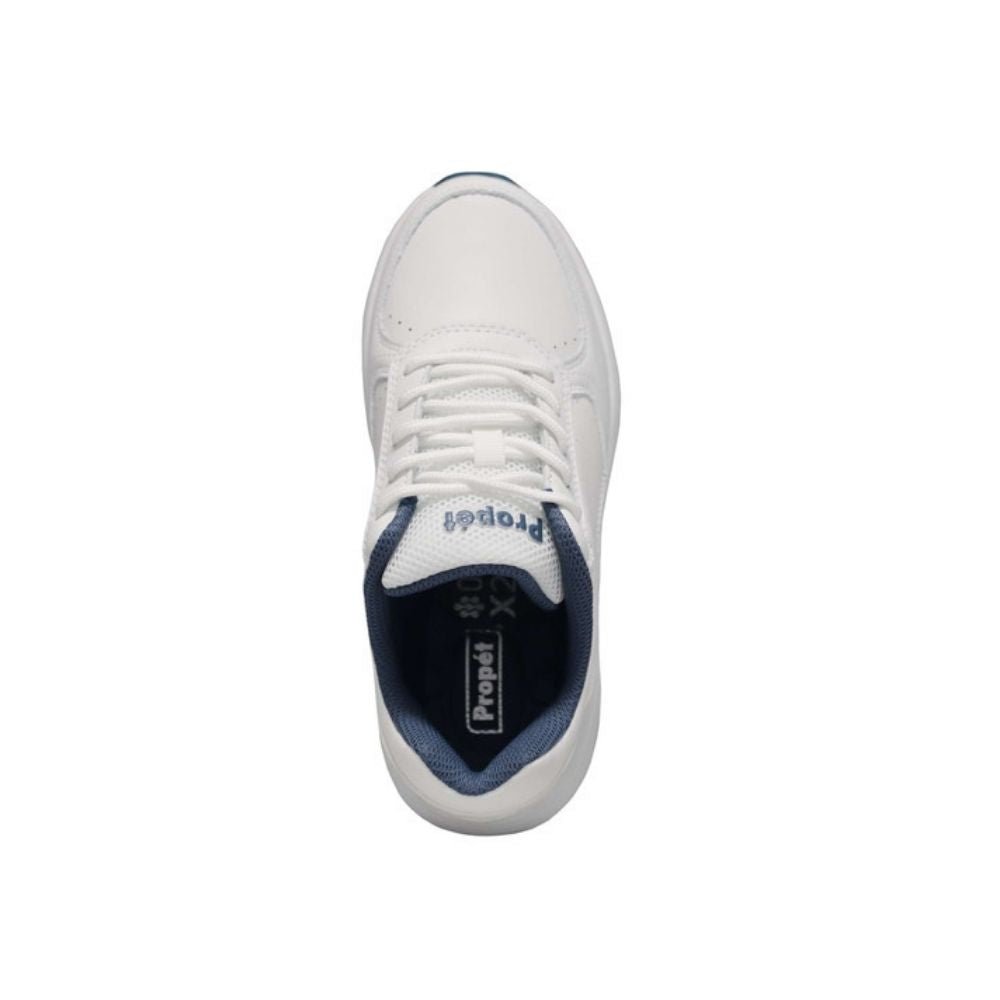 Propét Women's Ultima Leather Straight Last Walking Shoe - White/Denim 4