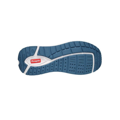 Propét Women's Ultima Leather Straight Last Walking Shoe - White/Denim 5