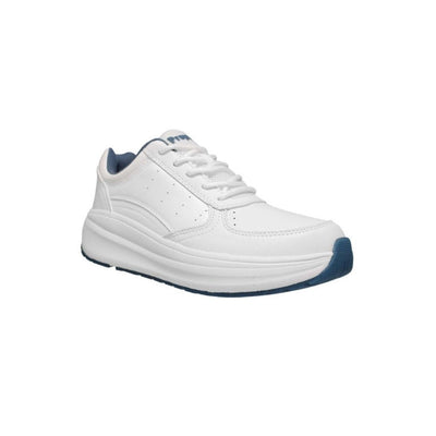 Propét Women's Ultima Leather Straight Last Walking Shoe - White/Denim 2