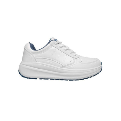 Propét Women's Ultima Leather Straight Last Walking Shoe - White/Denim 1