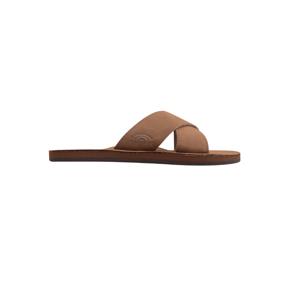 Rainbow Men’s Premier Leather Single Layer Cross Strap Sandals – Dark Brown 2