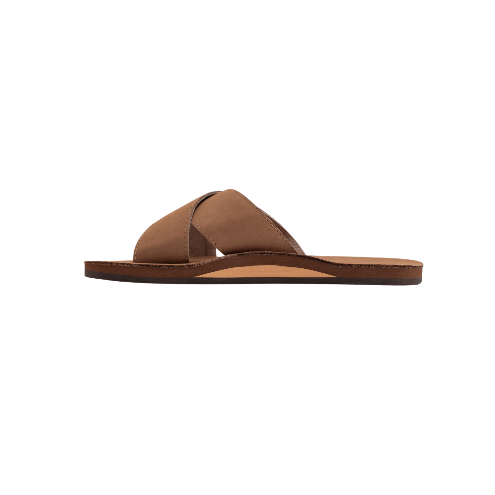 Rainbow Men’s Premier Leather Single Layer Cross Strap Sandals – Dark Brown 6
