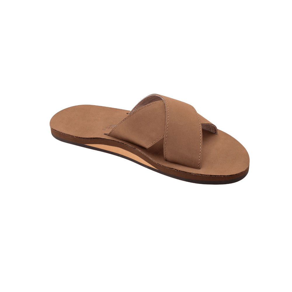 Rainbow Men’s Premier Leather Single Layer Cross Strap Sandals – Dark Brown 1