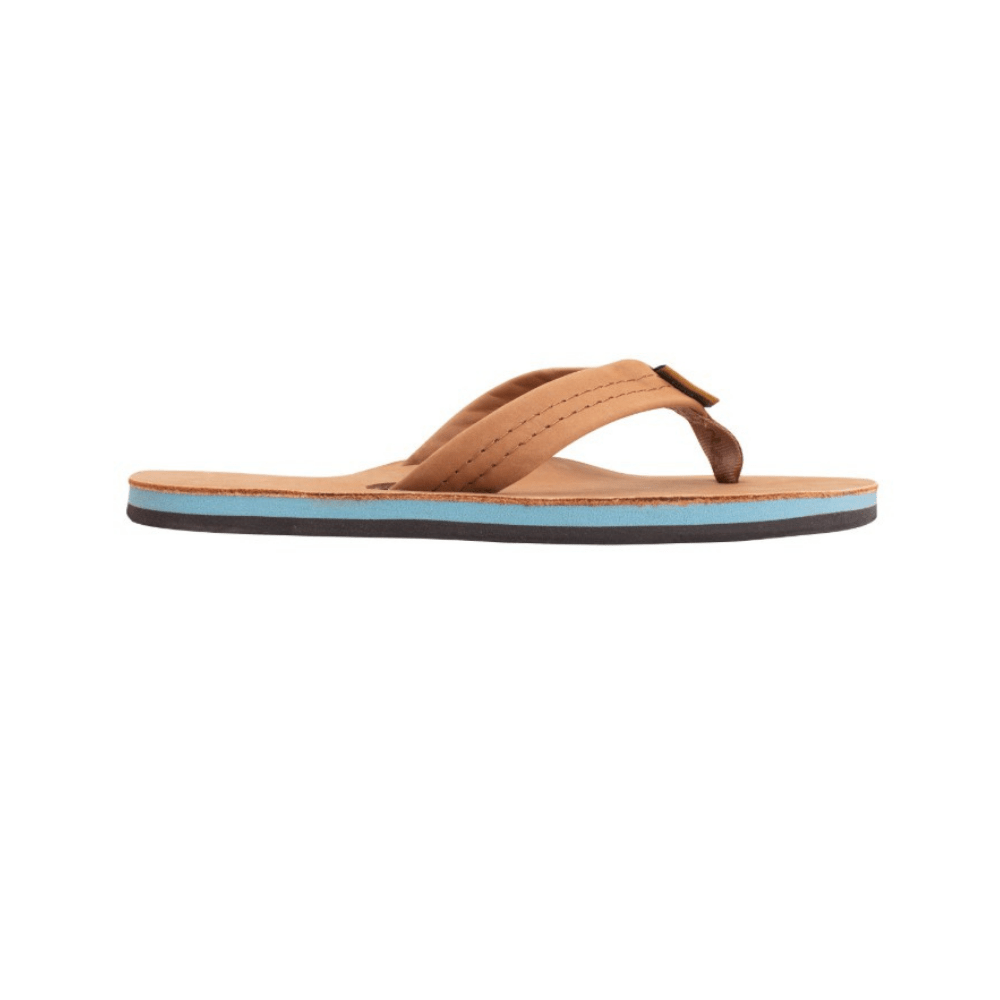 Rainbow Men's Single Layer Premier Leather Sandal - Tan & Blue 1