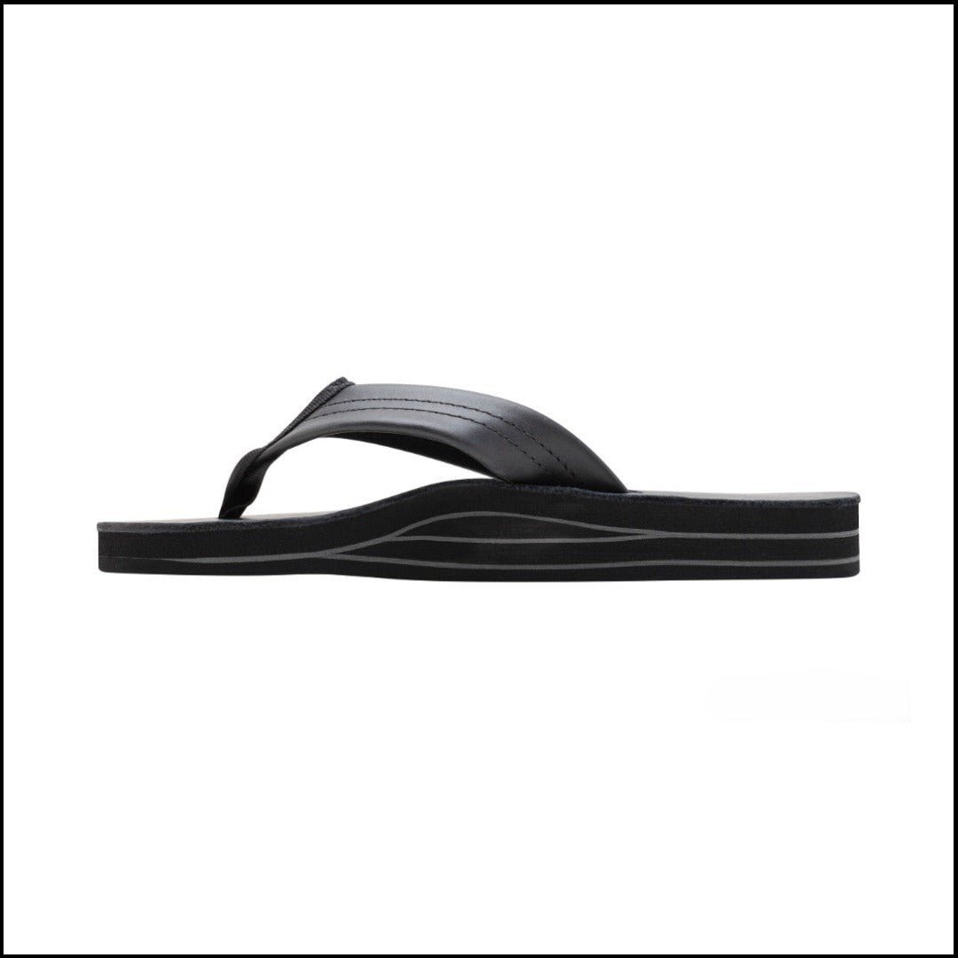 Rainbow Sandal Women's Wide Strap Double Layer Sandal - Black Classic Leather 5