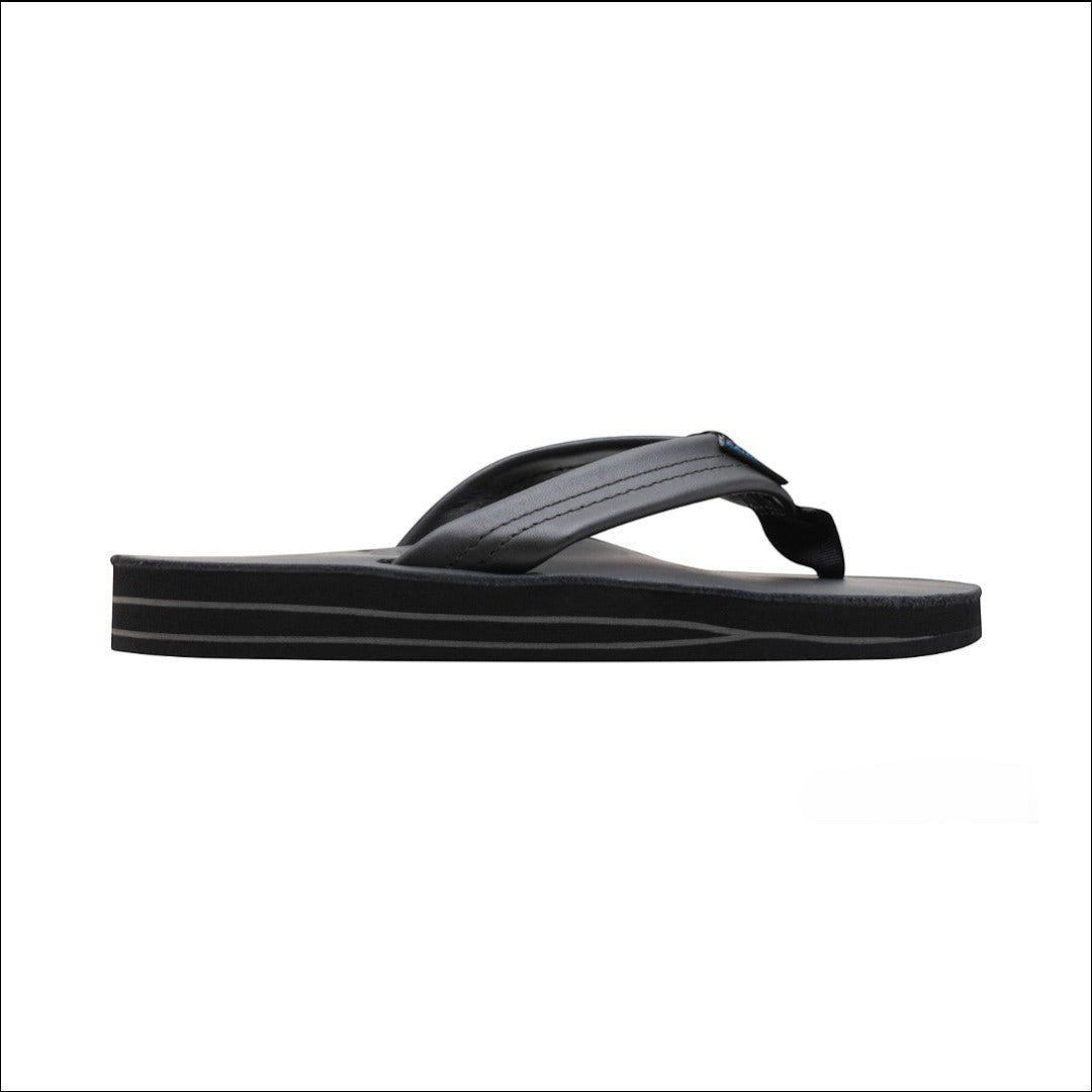 Rainbow Sandal Women's Wide Strap Double Layer Sandal - Black Classic Leather 3
